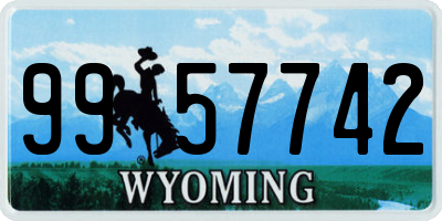 WY license plate 9957742