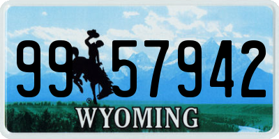 WY license plate 9957942