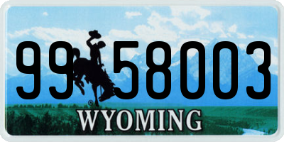 WY license plate 9958003