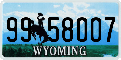 WY license plate 9958007