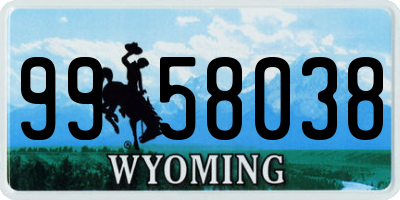 WY license plate 9958038