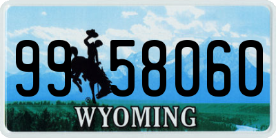 WY license plate 9958060