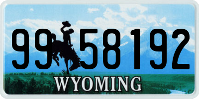 WY license plate 9958192