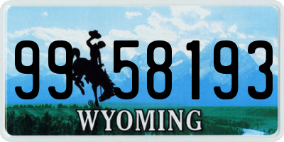 WY license plate 9958193