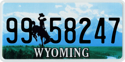 WY license plate 9958247
