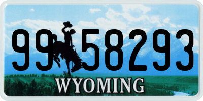 WY license plate 9958293