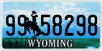 WY license plate 9958298