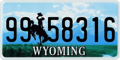 WY license plate 9958316