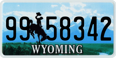 WY license plate 9958342