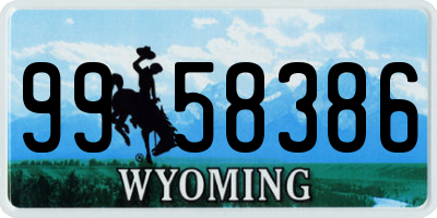 WY license plate 9958386