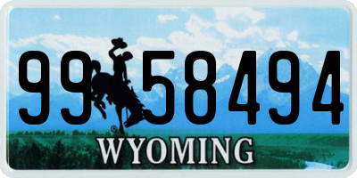 WY license plate 9958494