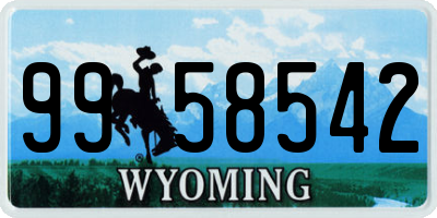 WY license plate 9958542
