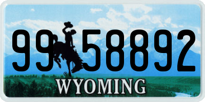 WY license plate 9958892