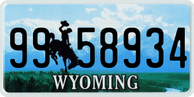 WY license plate 9958934