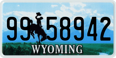 WY license plate 9958942