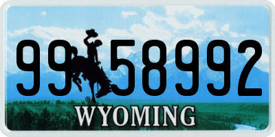 WY license plate 9958992