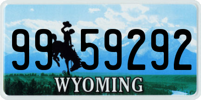 WY license plate 9959292