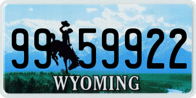 WY license plate 9959922