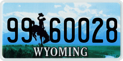 WY license plate 9960028