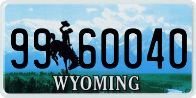 WY license plate 9960040