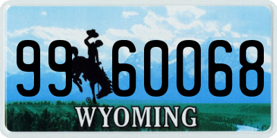 WY license plate 9960068