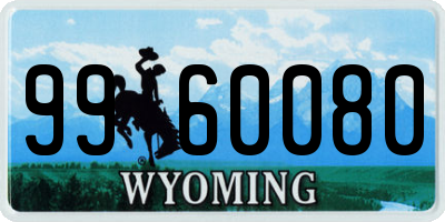 WY license plate 9960080
