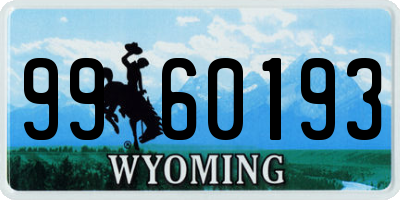 WY license plate 9960193