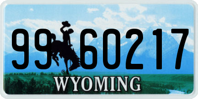 WY license plate 9960217