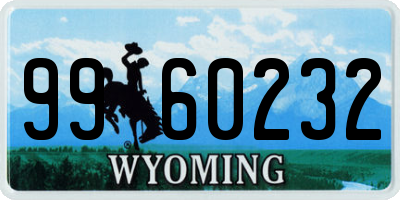 WY license plate 9960232