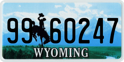 WY license plate 9960247
