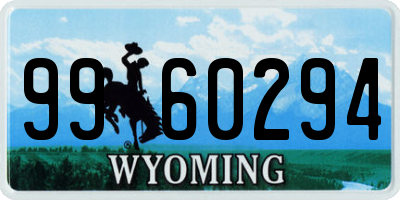 WY license plate 9960294