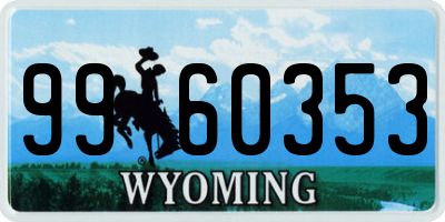 WY license plate 9960353
