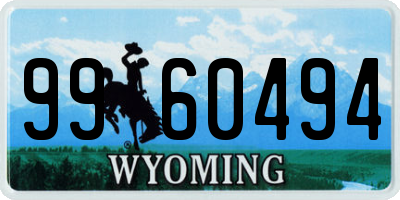 WY license plate 9960494