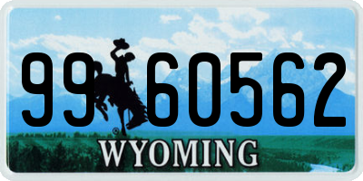 WY license plate 9960562