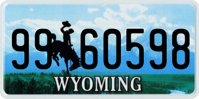WY license plate 9960598