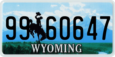 WY license plate 9960647