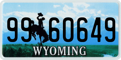 WY license plate 9960649