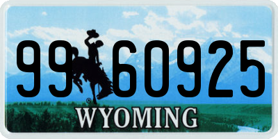 WY license plate 9960925