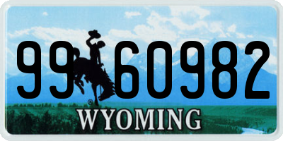 WY license plate 9960982