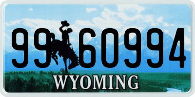 WY license plate 9960994