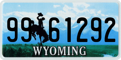 WY license plate 9961292