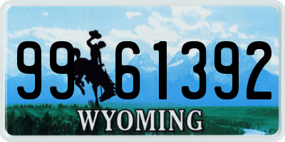 WY license plate 9961392