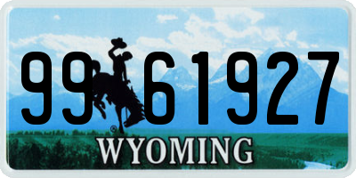 WY license plate 9961927