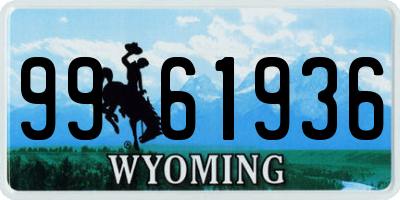 WY license plate 9961936