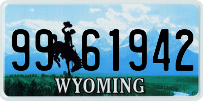 WY license plate 9961942