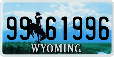 WY license plate 9961996