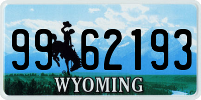 WY license plate 9962193