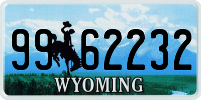 WY license plate 9962232