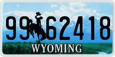 WY license plate 9962418