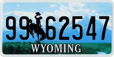 WY license plate 9962547